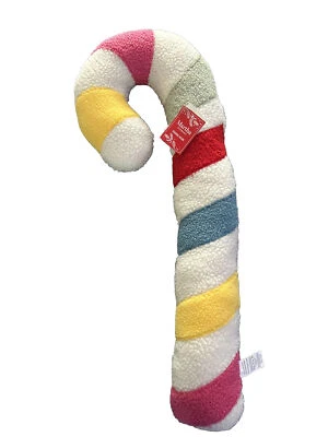 Bastón de caramelo arco iris menta remolino Sherpa caramelo pastel Navidad almohada Foto 1 de 3