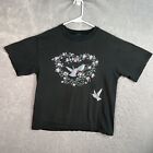 Vintage 90s Gopher Sport Flower Floral Humming Bird T Shirt Womens Medium Black