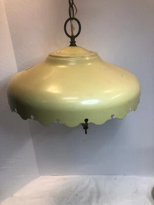 Vintage Metal Ceiling Light Lamp Fixture 14"  Atomic Spaceship MCM - Image 1 of 4
