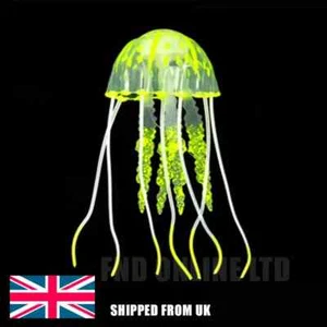 Yellow Glowing Effect Artificial Aquarium Jelly fish Ornament Underwater Tank - Picture 1 of 1
