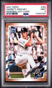 Garrett Crochet 2021 Topps Memorial Day Camo Rookie RC /25 PSA 9 MINT POP 1 - Picture 1 of 2