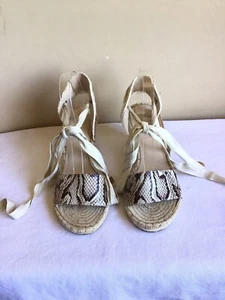 Womans Vince Camuto Natural Snakeskin Grecian Tie Esperadille Wedge Open Sandal - Picture 1 of 8