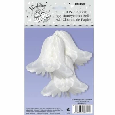 Wedding Engagement Bridal Shower 3 Honeycomb Bells 9" Party - Image 1 of 2