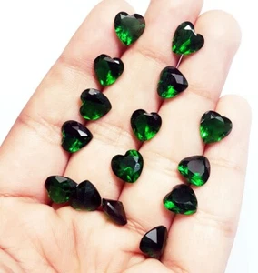 21.50 Ct/ 15 Pcs Dark Green Topaz Heart Shape Loose Gemstone With Free Gift - Picture 1 of 6