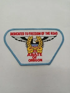 "Dedicated to Freedom of the road" ABATE of OREGON unused Vintage Patch Biker - Picture 1 of 4