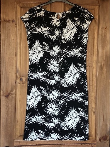 OFF WHITE Abito bianco e nero con stampa foglie di palma S Wallis