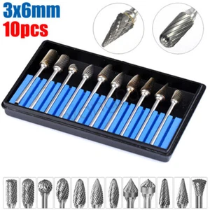 10X Double Cut Tungsten Carbide Burrs Rotary Burr Set 1/4 Shank Die Grinder Bit - Picture 1 of 11