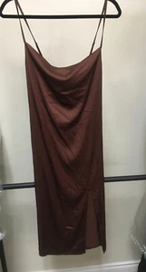 Forever 21 Women's Brown Satin Slip Dress Adjustable Straps Size S NEW - Picture 1 of 2