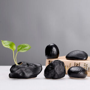 Ceramic Mini Creative Black Zen Vase Decor Hydroponic Flower Planter Ornaments