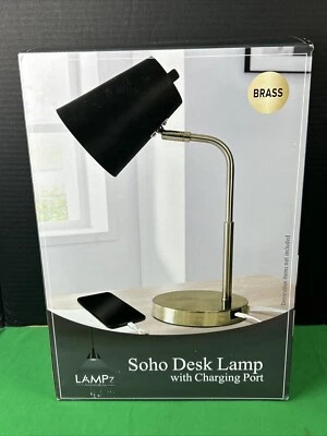LAMPz Soho Desk Lamp with Adjustable Shade & USB-C Charging Port 15.5" Brass - Image 1 of 2