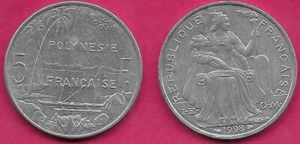 FRENCH POLYNESIA 5 FRANCS 1998 XF WITH I.E.O.M,MINTAGE 792,000,LIBERTY SEATED ON - Picture 1 of 1