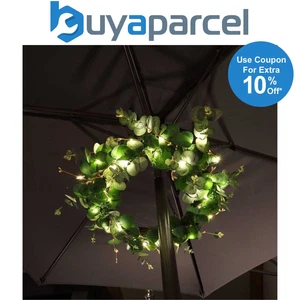 Noma Artificial Eucalyptus Foliage Door Wreath Indoor Outdoor Lights LED White - Picture 1 of 1