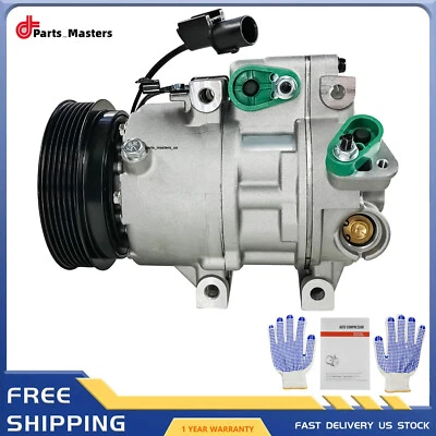 A/C Compressor w/ 6-Grooves for Kia Optima & Sorento / Hyundai Santa Fe & Sonata Foto 1 de 4