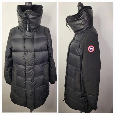 Parka de plumón CANADA GOOSE Altona talla S ribete de cuero cuello sherpa extraíble negra  Foto 1 de 4