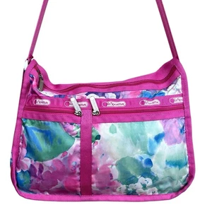 LeSportsac Everyday Deluxe Schultertasche Umhängetasche Rosa Aquarell Blume Floral - Bild 1 von 20