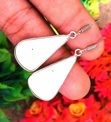 Pendientes de jaspe hechos a mano enchapados en plata 925 colgantes joyas de piedras preciosas Foto 1 de 3