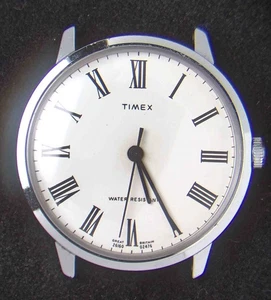 Timex GB weißes Zifferblatt römische Herren Handaufzug Vintage Uhr -- läuft - Bild 1 von 3