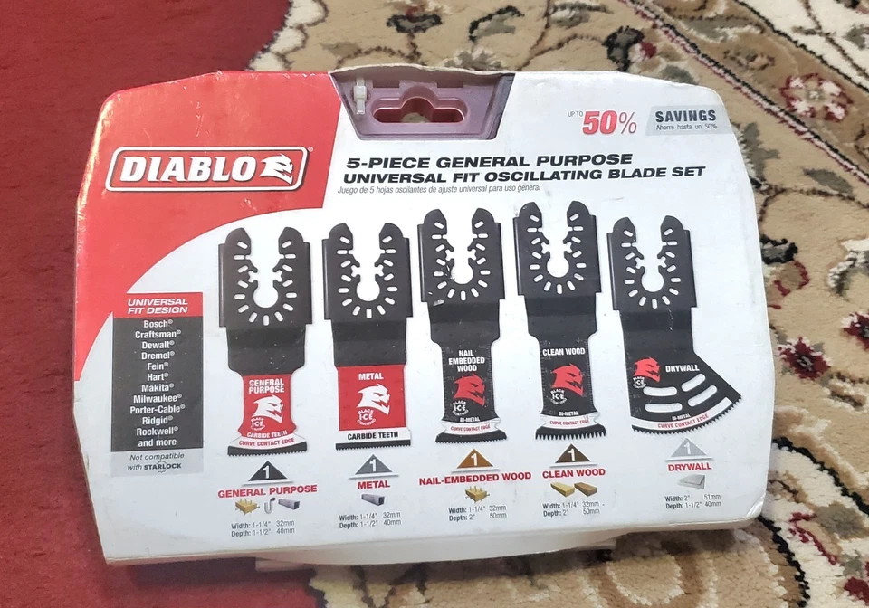 Diablo DOU5S Juego de Cuchillas Oscilantes de Uso General Ajuste Universal 5 piezas (5 Piezas) Foto 1 de 1