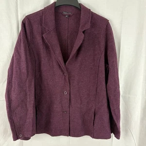 Cárdigan suéter grande de lana merino púrpura Eileen Fisher - Imagen 1 de 7