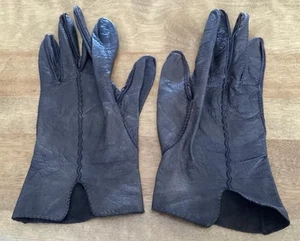 VTG 60’s Women’s Dark Brown Kid Leather Driving Gloves, SZ Small, Notched Wrists - Picture 1 of 4