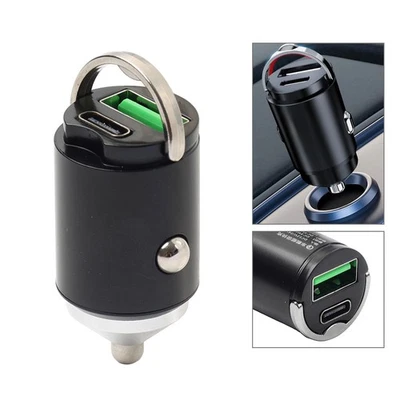 Schneller universeller 2-Port-Mini-Auto-USB-Typ-C-Ladebuchsenadapter für iPhone - Image 1 of 4