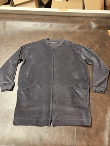 Gudrun Sjoden Bluish Gray Velour Men’s Medium Ribbed Pocketed Cardigan - Picture 1 of 11