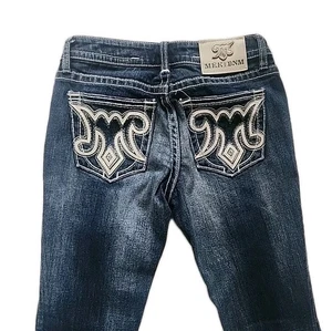 Pantalones de mezclilla MEK DENIM Bootcut para mujer 25X34 ajustados tiro bajo bolsillos jean - Imagen 1 de 10