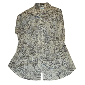 J.McLaughlin Lois Blouse Cream Gray Print Long Sleeve Button Down Top S - Picture 1 of 3