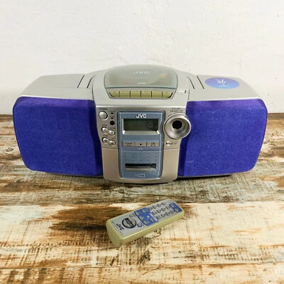 JVC RC-BZ6BU CD Cassette Tape AM/FM Boombox w/ Remote - Tested and Working READ - Image 1 of 4