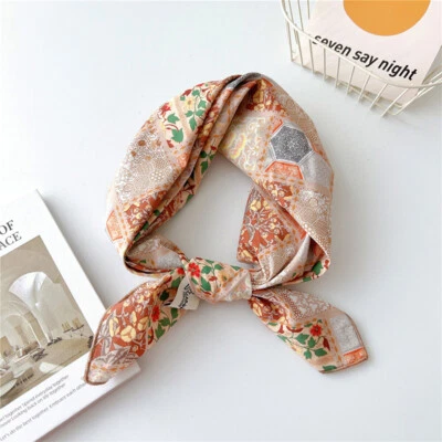 Floral Print Head Scarves Bandana 70*70cm Cotton Linen Square Scarf Decorative - Image 1 of 4