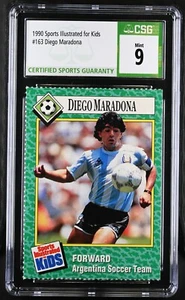 Diego Maradona 1990 Sports Illustrated for Kids soccer card SI CSG graded 9 MINT - Picture 1 of 2