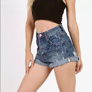 One Teaspoon High Waist Bandits Tuscany Denim Jean Short Size 25 Festival Summer - Picture 1 of 12