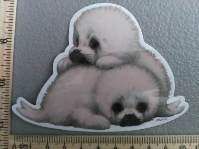SALE! Cute Baby Art Harp Seal Wave Animals Vegan Vinyl Decal Sticker Car Truck - Image 1 of 4
