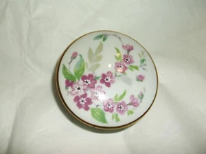 Vintage LIMOGES round trinket box  2 1/2" with pink/purple flowers gold gild rim - Picture 1 of 3