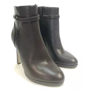 The Limited Bootie 6.5 Womens Grace Brown Faux Leather Heeled Boots Side Zipper - Picture 1 of 12