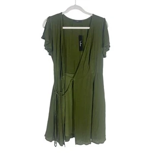 NWT Women's Lulu's Olive Green Wrap Dress Size Small - Picture 1 of 6