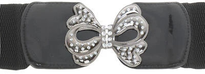 Retro STRETCH Belt SCHLEIFEN Bow Lack STRASS Vintage TAILLENGÜRTEL Rockabilly - Bild 1 von 3