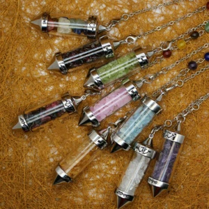 10 Stck. Natürliche sieben Chakren Flink Pendel Stein Spitze Anhänger Amulett Glück GN - Bild 1 von 12