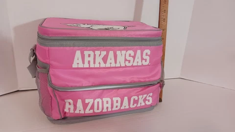 Olivet International Arkansas Razorbacks Pink Can Cooler with Inner Lining Tray Cover