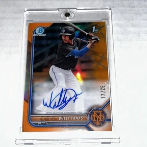 2022 Bowman Chrome 1st Bowman Auto Willy Fanas /25 Orange Reactive - Picture 1 of 3
