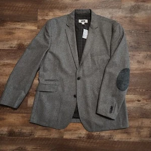 Joseph Abboud XXL 48R Blazer Suit Jacket Wool Elbow Patches Grey - Picture 1 of 8