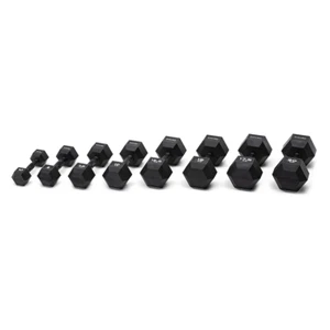 Diamond Set 8 Coppie Manubri Gommati Esagonali 2,5-20Kg Impugnatura Brunita Nero - Foto 1 di 3