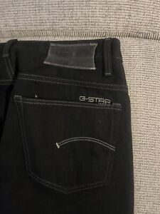 G Star Raw Jeans Mens 33x30 Denim Slim-Fit 3301 Black  Button Fly
