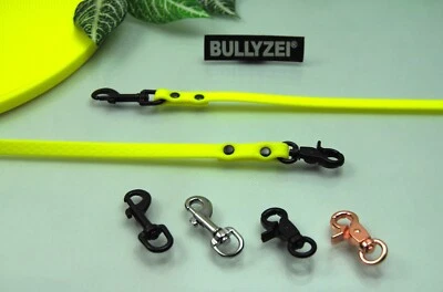 Bullyzei PVC Gummi Hundeleine 10mm Neon-Gelb abwischbar Schleppleine Welpe IGP