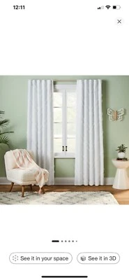 (1) Pillowfort White Twill Blackout Curtain Panel 42"W x 84"L Rod Pocket / Tab - Image 1 of 4