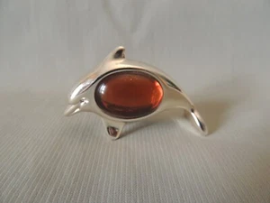Christofle silver plated miniature dolphin figurine brown glass - Picture 1 of 9