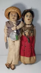 Vintage Mexico Dolls Man & Woman, Husband and Wife Mexican Folk Art - Picture 1 of 12