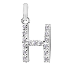0.15Ct D/VVS1 Round Shape Alphabet H Women's Pendant In 925 Sterling Silver - Bild 1 von 4