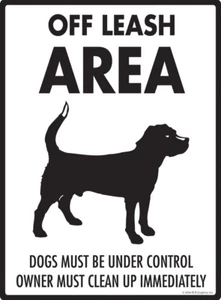 Off Leash Area - Dog Potty Area Exterior Rust Free Aluminum Sign - 9" x 12" - Foto 1 di 2