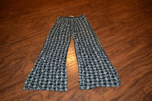 B6- Old Navy Loose Black Print 100% Rayon Palazzo Pants Size Girls S (6-7) - Picture 1 of 3